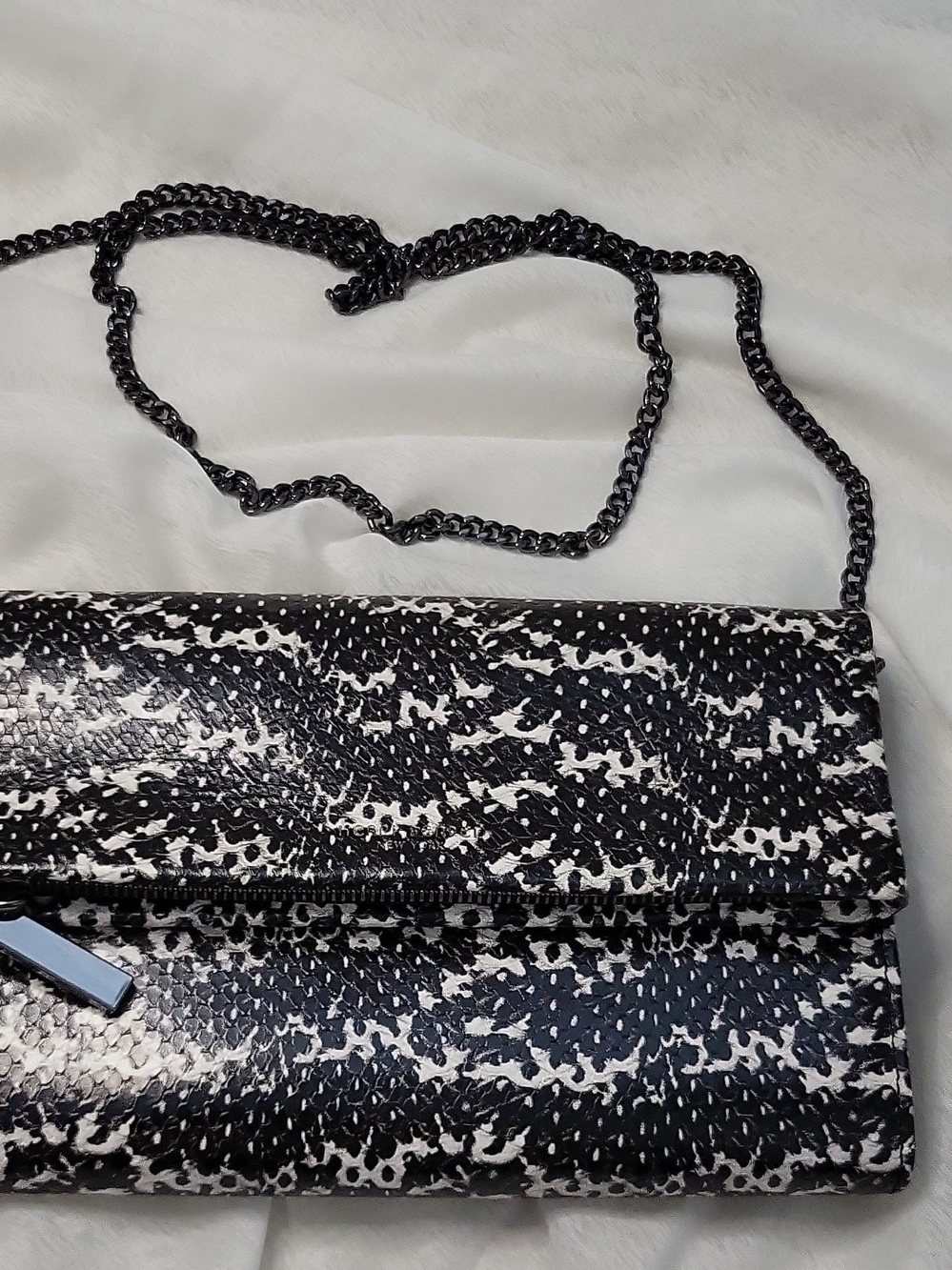 henri bendel Black and White Textured Chain Clutch